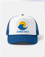 Trucker hat with 'SUNBREAKER' logo on a white background